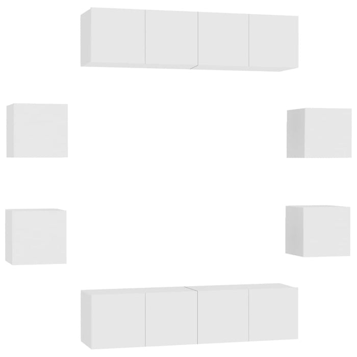 Set de dulapuri TV, 8 piese, alb, lemn prelucrat - WALTI WALTI