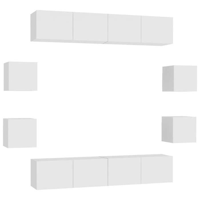 Set de dulapuri TV, 8 piese, alb, lemn prelucrat - WALTI WALTI