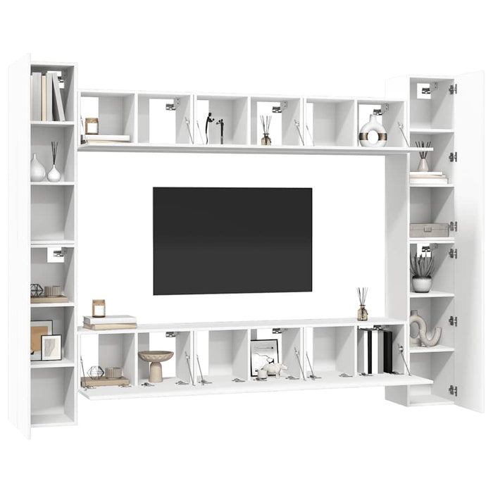 Set dulapuri TV, 10 piese, alb, lemn prelucrat - WALTI WALTI