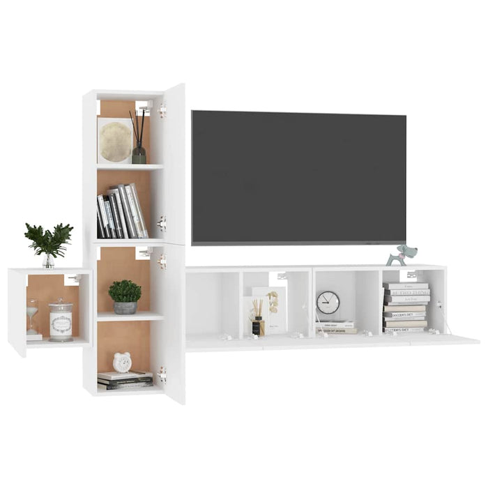 Set dulapuri TV, 5 piese, alb, lemn prelucrat - WALTI WALTI