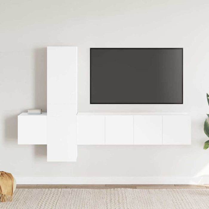 Set dulapuri TV, 5 piese, alb, lemn prelucrat - WALTI WALTI