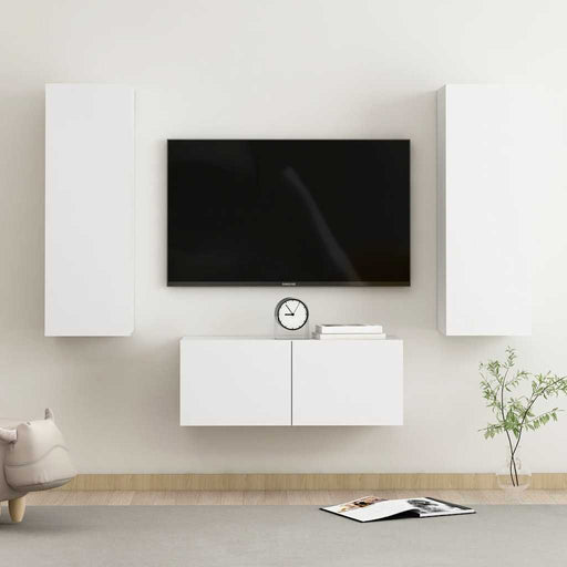 Set dulapuri TV, 3 piese, alb, lemn prelucrat - WALTI WALTI
