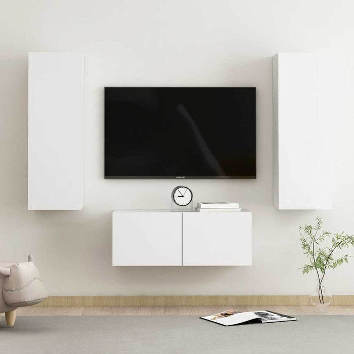 Set dulapuri TV, 3 piese, alb, lemn prelucrat - WALTI WALTI
