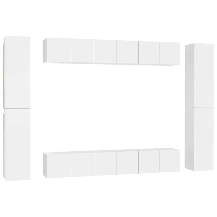 Set dulapuri TV, 10 piese, alb, lemn prelucrat - WALTI WALTI