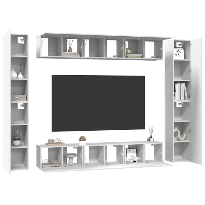 Set dulapuri TV, 10 piese, alb, lemn prelucrat - WALTI WALTI
