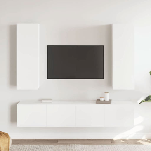 Set dulapuri TV, 4 piese, alb, lemn prelucrat - WALTI WALTI
