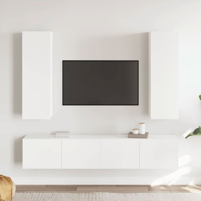 Set dulapuri TV, 4 piese, alb, lemn prelucrat - WALTI WALTI