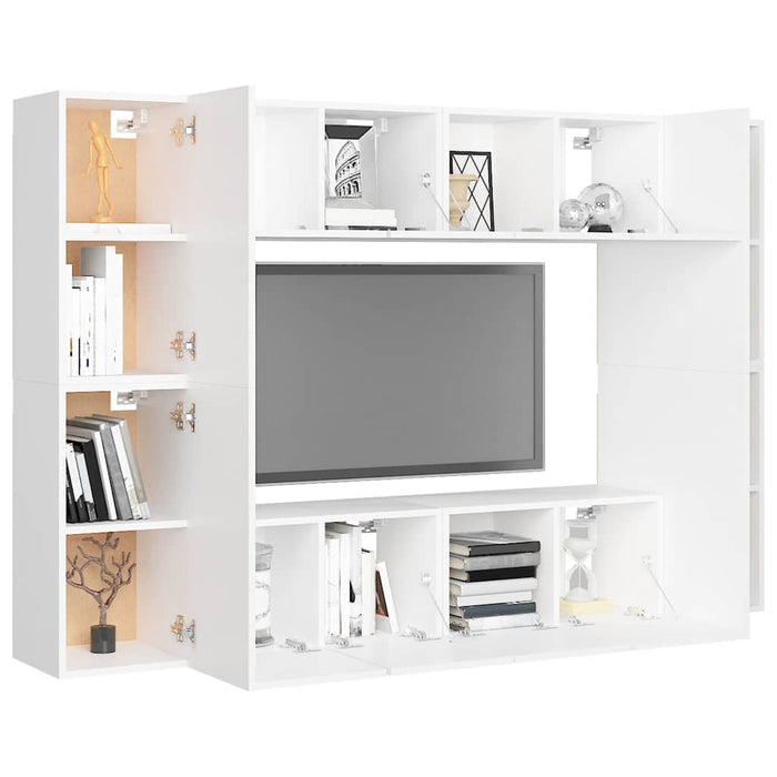 Set dulapuri TV, 8 piese, alb, lemn prelucrat - WALTI WALTI