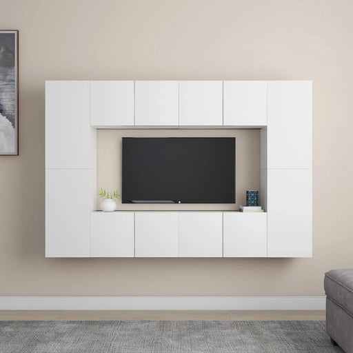 Set dulapuri TV, 8 piese, alb, lemn prelucrat - WALTI WALTI