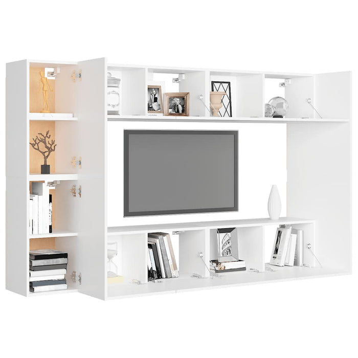 Set de dulapuri TV, 6 piese, alb, lemn prelucrat WALTI