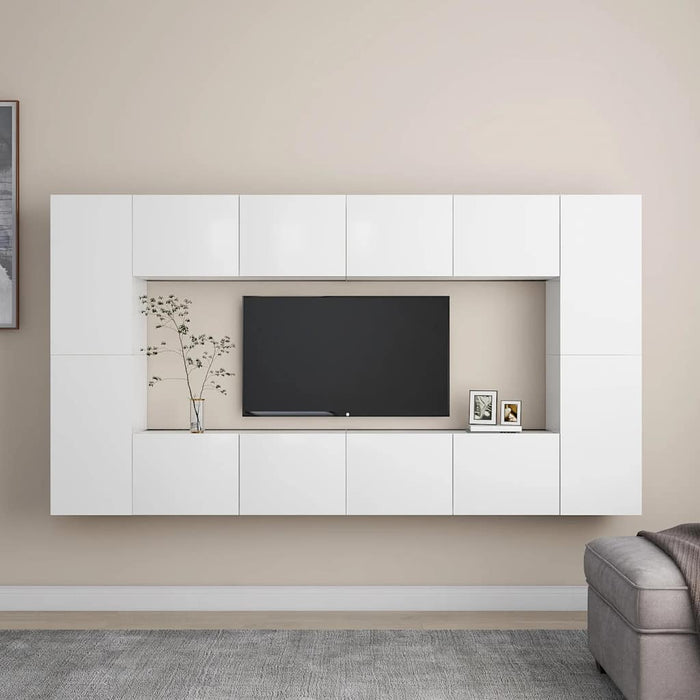 Set de dulapuri TV, 6 piese, alb, lemn prelucrat WALTI
