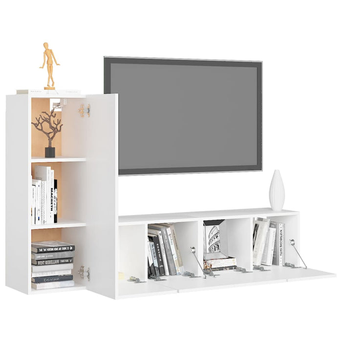 Set dulapuri TV, 3 piese, alb, lemn prelucrat - WALTI WALTI
