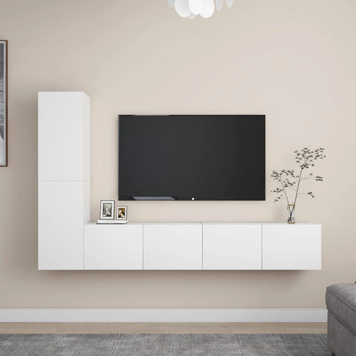 Set dulapuri TV, 4 piese, alb, lemn prelucrat - WALTI WALTI