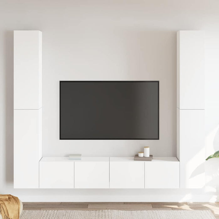 Set dulapuri TV, 6 piese, alb, lemn prelucrat - WALTI WALTI