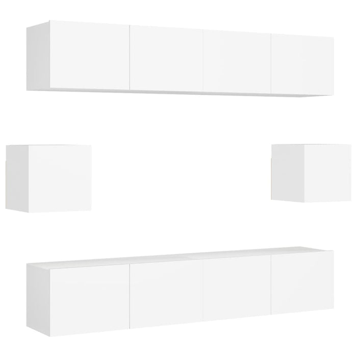 Set de dulapuri TV, 6 piese, alb, lemn prelucrat - WALTI WALTI