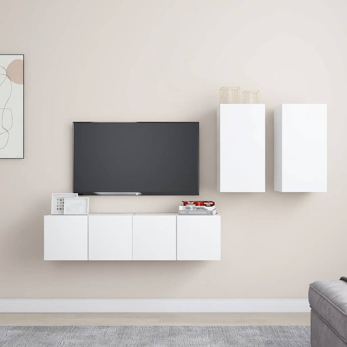 Set dulapuri TV, 4 piese, alb, lemn prelucrat - WALTI WALTI