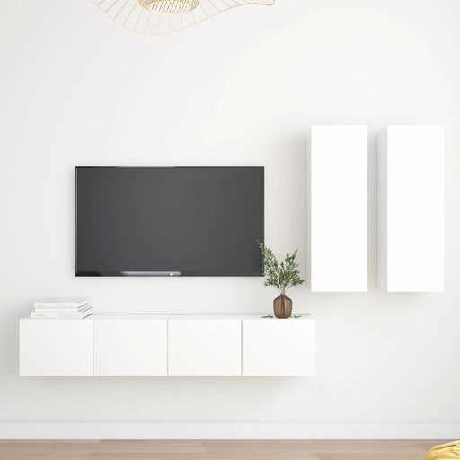Set dulapuri TV, 4 piese, alb, lemn prelucrat - WALTI WALTI