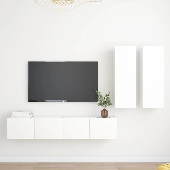 Set dulapuri TV, 4 piese, alb, lemn prelucrat - WALTI WALTI