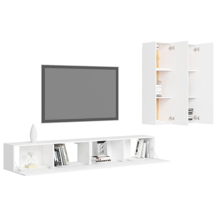 Set dulapuri TV, 4 piese, alb, lemn prelucrat WALTI