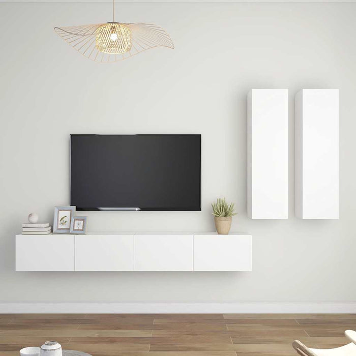 Set dulapuri TV, 4 piese, alb, lemn prelucrat WALTI