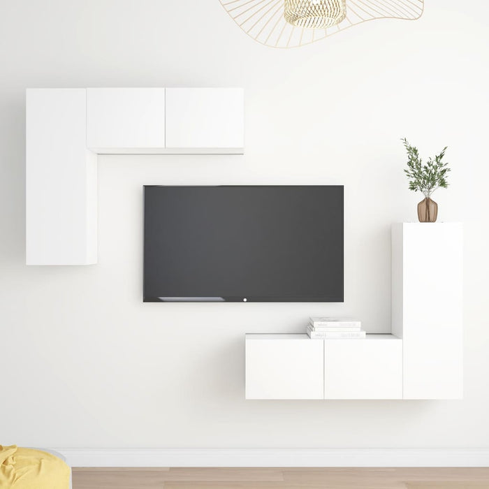 Set dulapuri TV, 4 piese, alb, lemn prelucrat - WALTI WALTI
