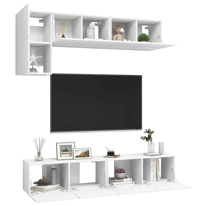 Set dulapuri TV, 5 piese, alb, lemn prelucrat - WALTI WALTI