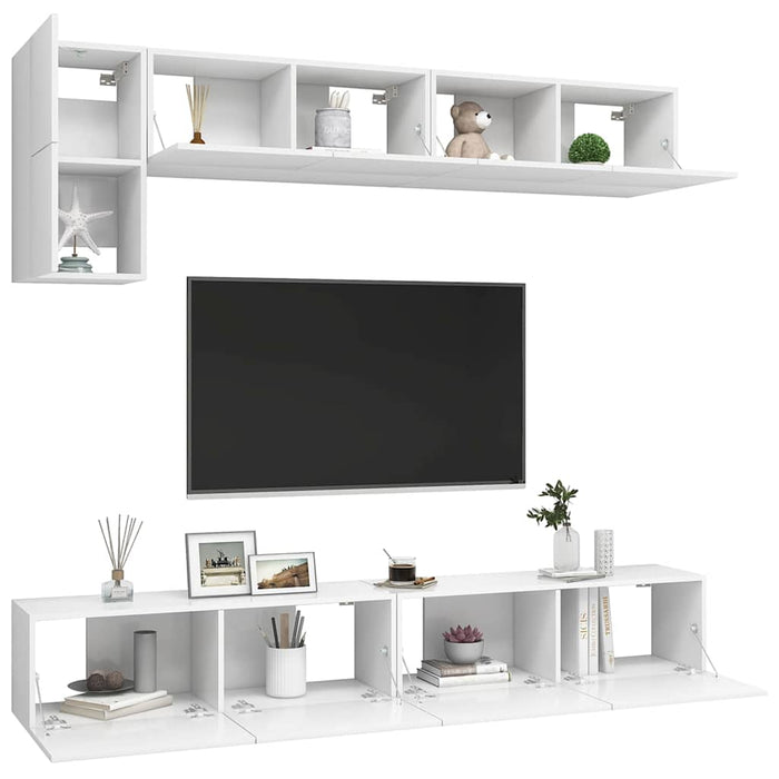 Set dulapuri TV, 5 piese, alb, lemn prelucrat - WALTI WALTI
