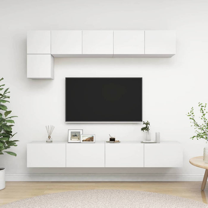 Set dulapuri TV, 5 piese, alb, lemn prelucrat - WALTI WALTI