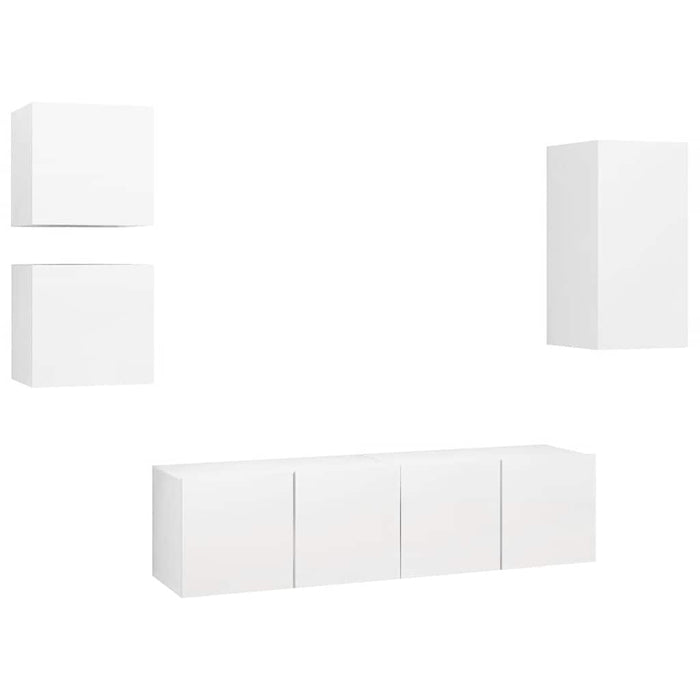 Set dulapuri TV, 5 piese, alb, lemn prelucrat - WALTI WALTI