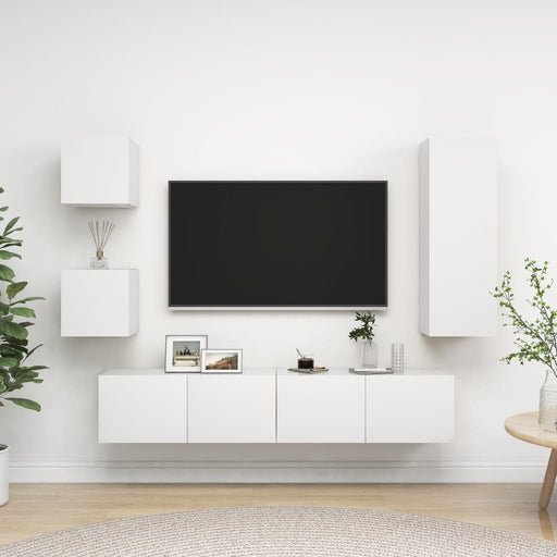 Set dulapuri TV, 5 piese, alb, lemn prelucrat - WALTI WALTI