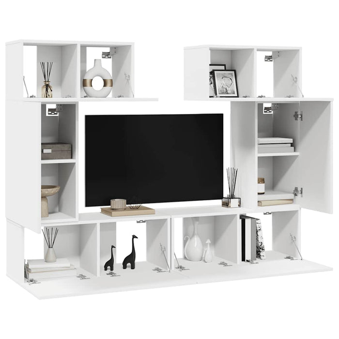 Set dulapuri TV, 6 piese, alb, lemn prelucrat - WALTI WALTI