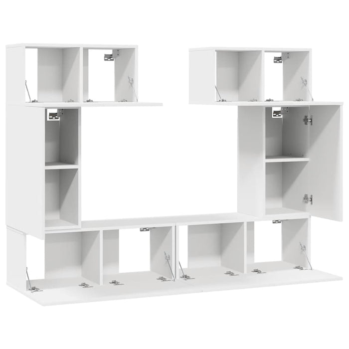 Set dulapuri TV, 6 piese, alb, lemn prelucrat - WALTI WALTI