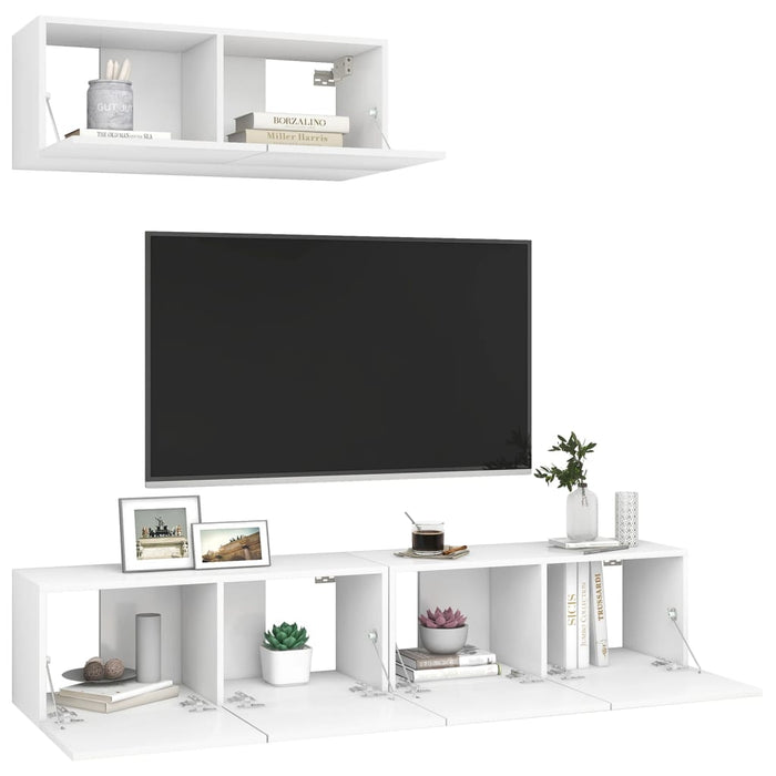 Set dulapuri TV, 3 piese, alb, lemn prelucrat - WALTI WALTI