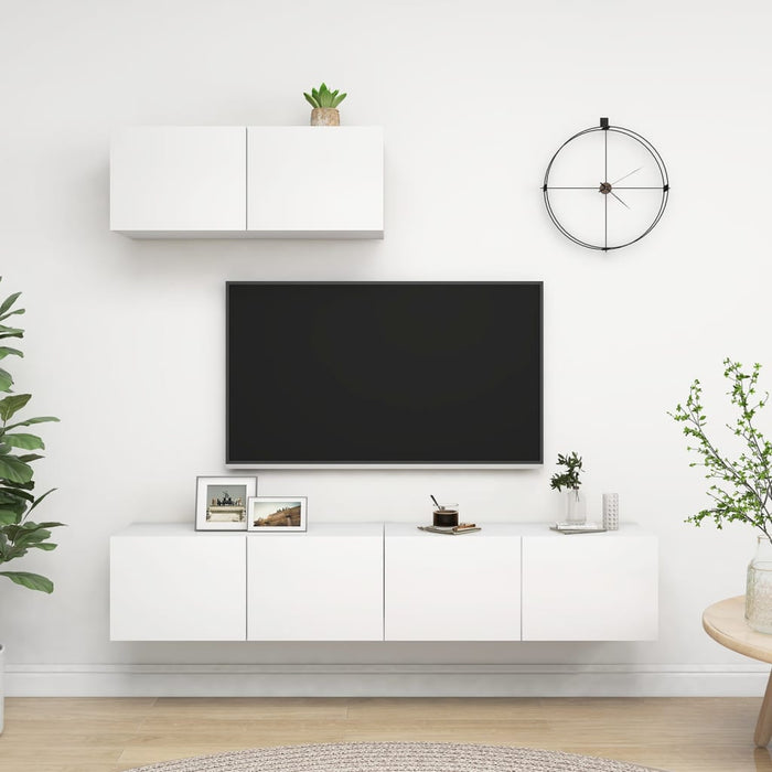 Set dulapuri TV, 3 piese, alb, lemn prelucrat - WALTI WALTI