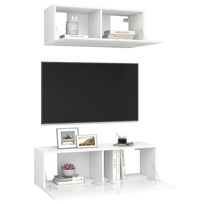 Set dulapuri TV, 2 piese, alb, lemn prelucrat - WALTI WALTI