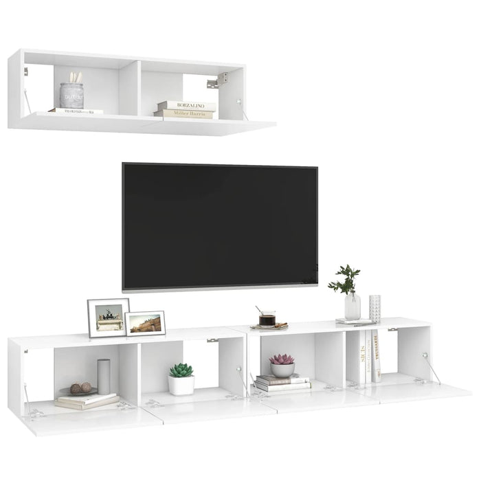 Set dulapuri TV, 3 piese, alb, lemn prelucrat - WALTI WALTI