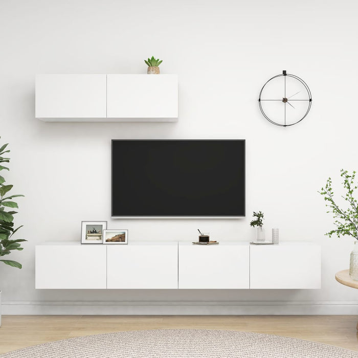 Set dulapuri TV, 3 piese, alb, lemn prelucrat - WALTI WALTI