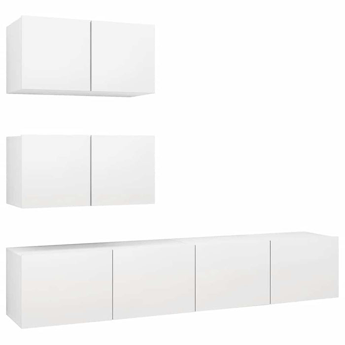 Set dulapuri TV, 4 piese, alb, lemn prelucrat WALTI
