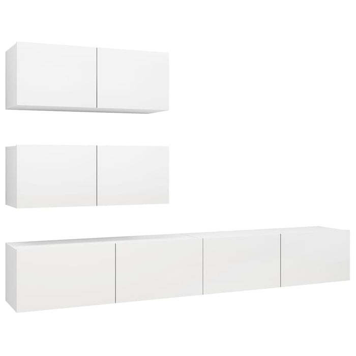 Set dulapuri TV, 4 piese, alb, lemn prelucrat - WALTI WALTI