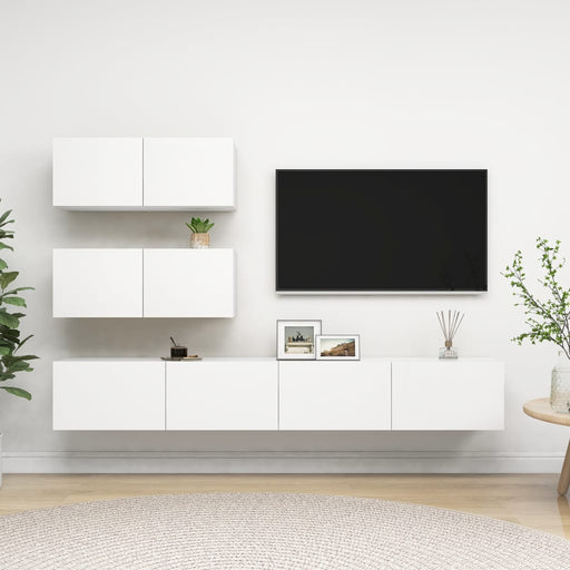 Set dulapuri TV, 4 piese, alb, lemn prelucrat - WALTI WALTI