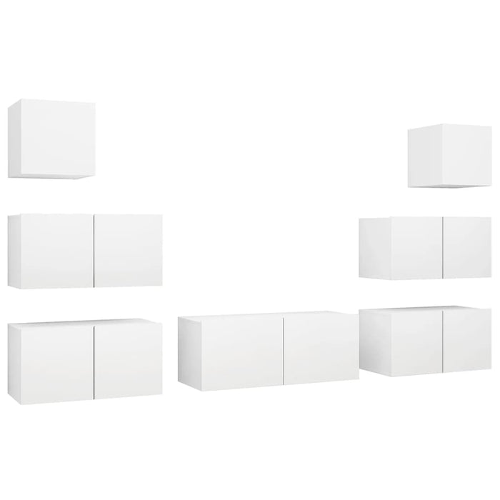 Set dulapuri TV, 7 piese, alb, lemn prelucrat - WALTI WALTI
