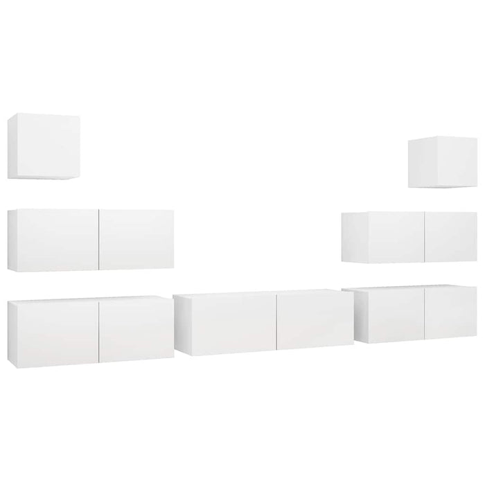 Set dulapuri TV, 7 piese, alb, lemn prelucrat - WALTI WALTI