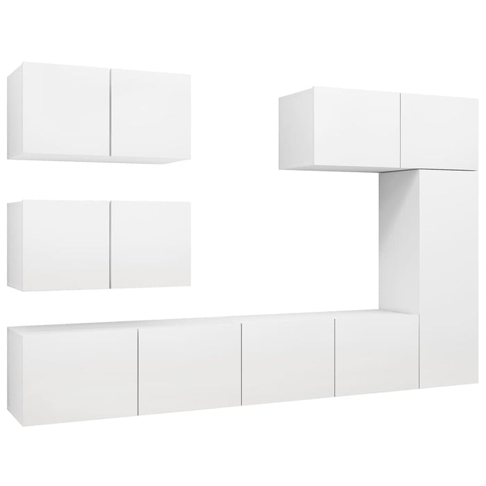 Set dulapuri TV, 6 piese, alb, lemn prelucrat - WALTI WALTI