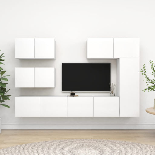 Set dulapuri TV, 6 piese, alb, lemn prelucrat - WALTI WALTI