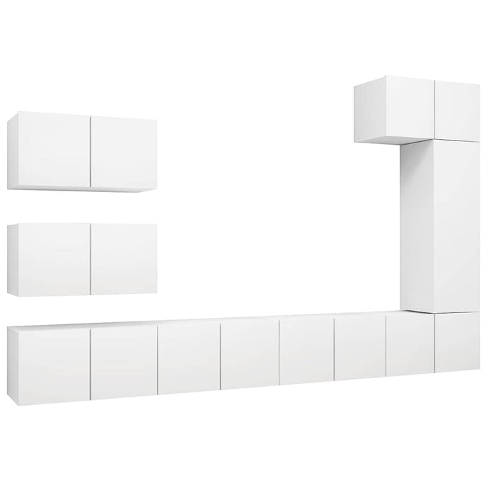 Set dulapuri TV, 8 piese, alb, lemn prelucrat - WALTI WALTI
