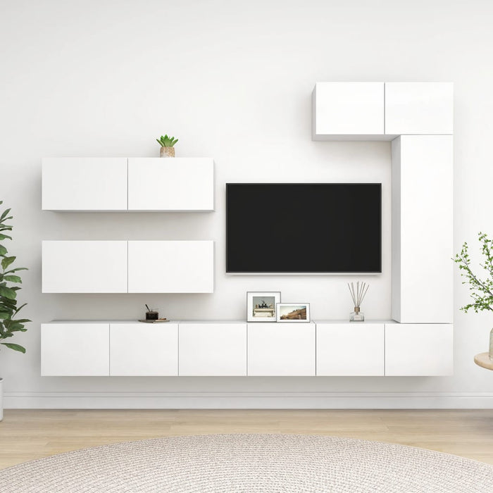 Set dulapuri TV, 7 piese, alb, lemn prelucrat - WALTI WALTI