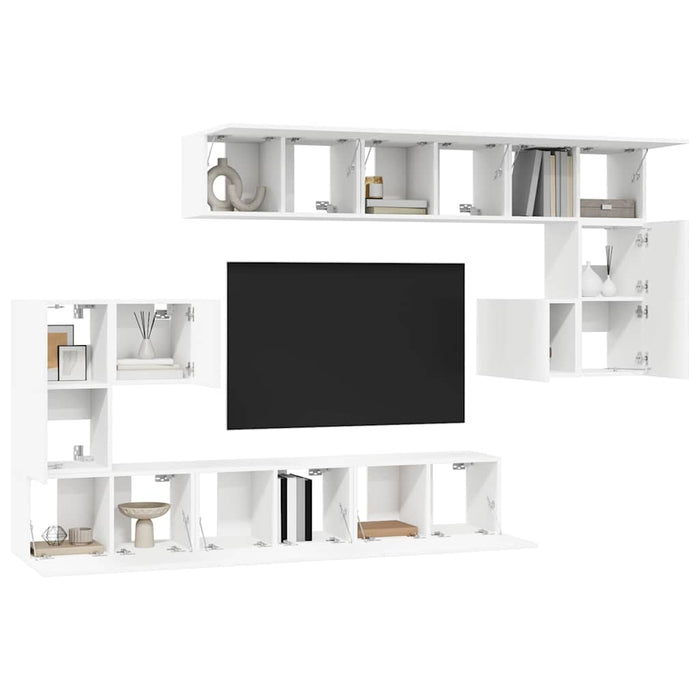 Set dulapuri TV, 10 piese, alb, lemn prelucrat - WALTI WALTI