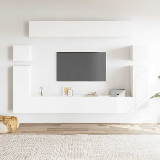 Set dulap TV, 8 piese, alb, lemn prelucrat - WALTI WALTI