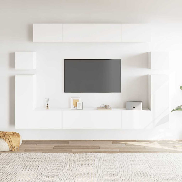 Set dulap TV, 8 piese, alb, lemn prelucrat - WALTI WALTI
