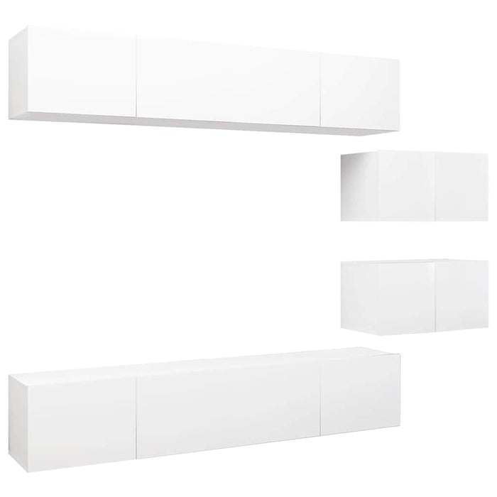 Set dulapuri TV, 6 piese, alb, lemn prelucrat WALTI